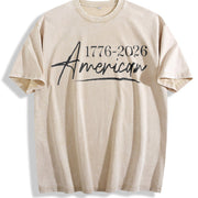 USA 1776-2026: Patriotic 250th Anniversary Independence Vintage Washed T-Shirt in Beige