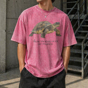 Slow Motion Over No Motion Turtle Vintage Washed T-Shirt in Red