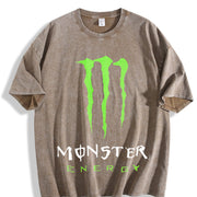 ZestLoop Monster Logo Vintage Washed T-Shirt in Brown