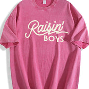 Raising Boys Boy Mom Mama Vintage Washed T-Shirt in Red