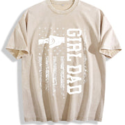 Girl Dad Proud Dad of Girl Vintage Washed T-Shirt in Beige