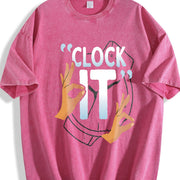 O'Clock It Hand Gesture Vintage Washed T-Shirt in Red