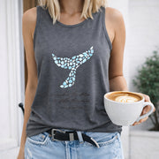 Whale Tail Women's Color Cotton Tank Top in Gray
