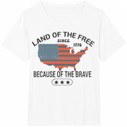 Land of the Free Because of the Brave Cotton T-Shirt in White