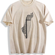 Palestines Symbol of Resistance Beach Palestinians Map vintage washed oversized T-shirt in Beige