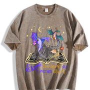 Spring and a Round-neck Short-sleeve with a Small Dragon Vintage Washed T-Shirt in Brown
