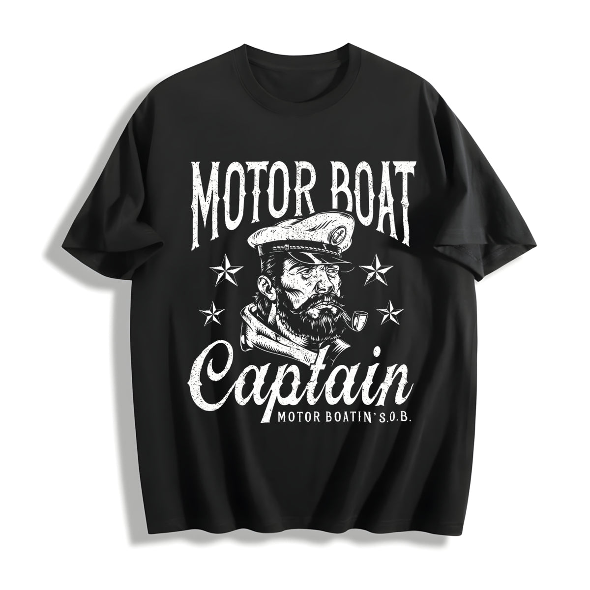 Motor Boat Captain Sarcastic Sailor Novelty for Classic Cotton T-Shirt in Black
