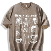 Anatomy Chart Human Body Diagram Vintage Washed T-Shirt in Brown