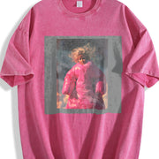 Woman in a Pink Snowsuit Vintage Washed T-Shirt in Red