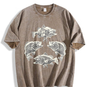Bass Fish 90s Retro ® Y2k Fish Vintage Washed T-Shirt in Brown