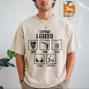 I Support LGBTQ Liquor Vintage Washed T-Shirt in Beige
