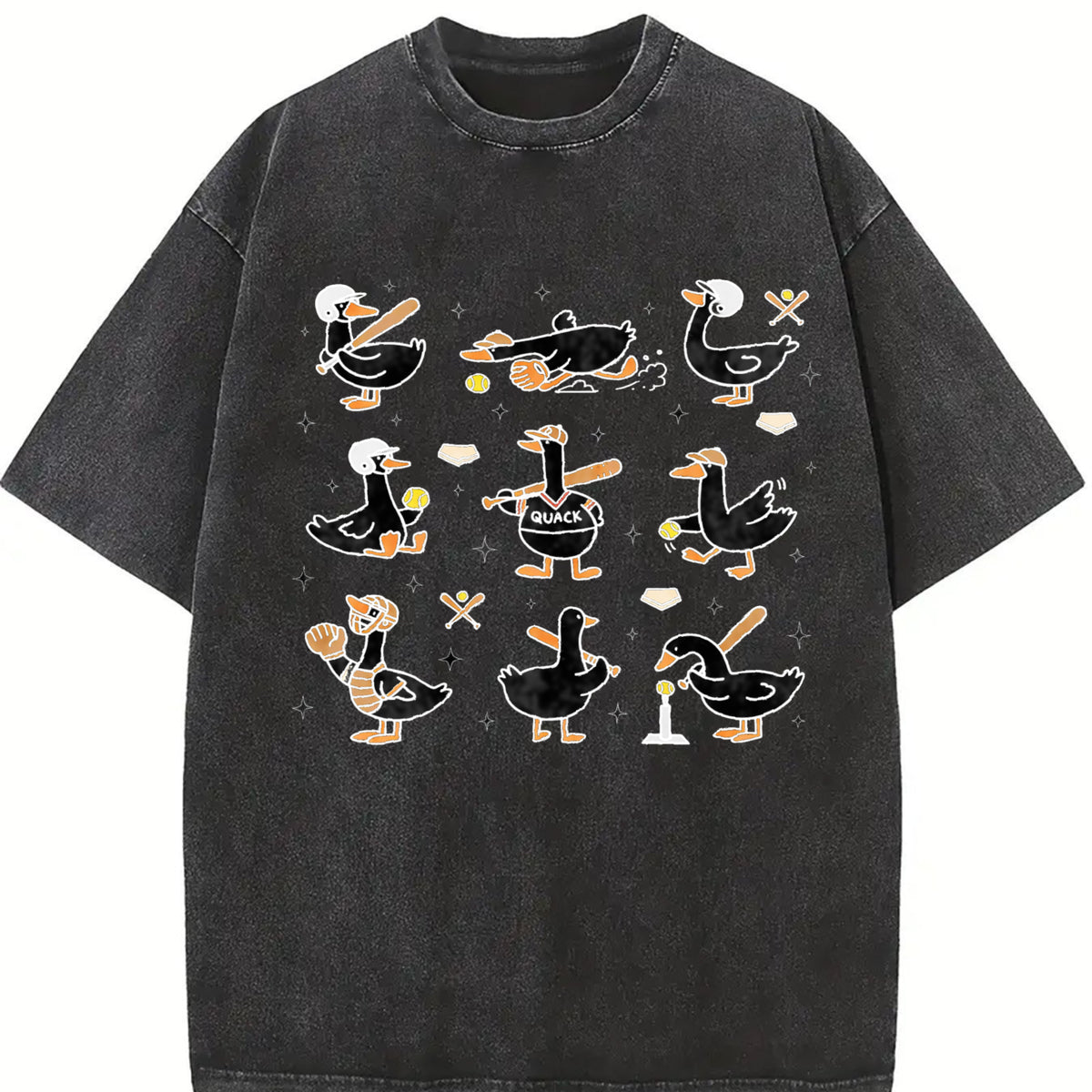 Silly Goose Softball Vintage Washed T-Shirt in Black