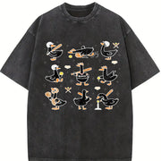 Silly Goose Softball Vintage Washed T-Shirt in Black