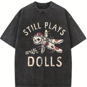 Still Plays with Dolls Vintage Washed T-Shirt in Black
