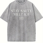 No Ice Stay Salty Melt ICE Vintage Washed T-Shirt in Gray