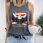 America Land of the Free Because of the Brave Women's Color Cotton Tank Top in Gray
