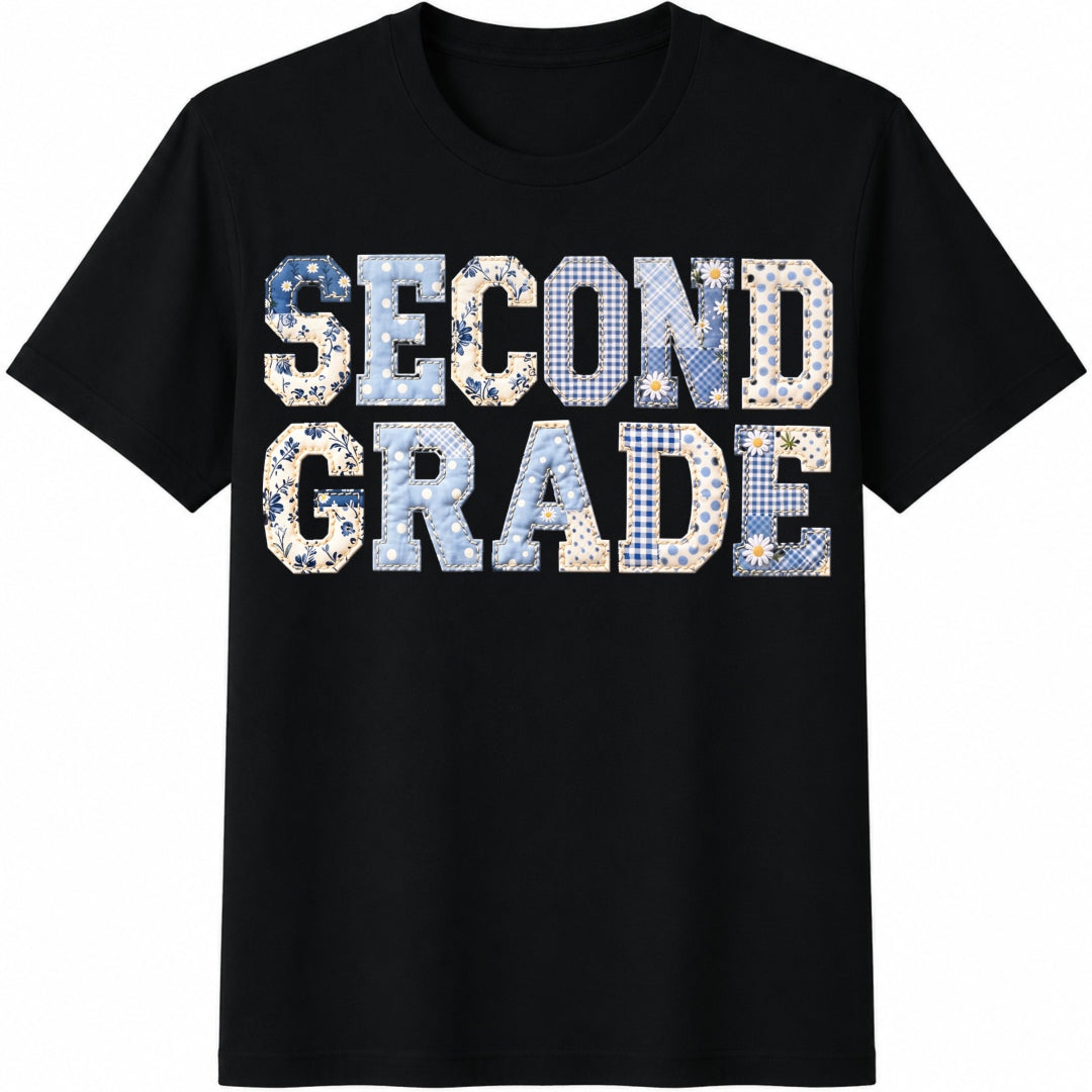 Custom Second Grade Teacher 2nd Grade Matching Group Cotton T-Shirt in Black
