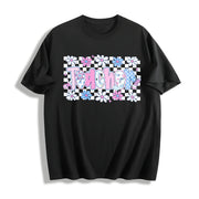 Coquette Teacher Preppy Floral Teacher Cotton T-Shirt in Black