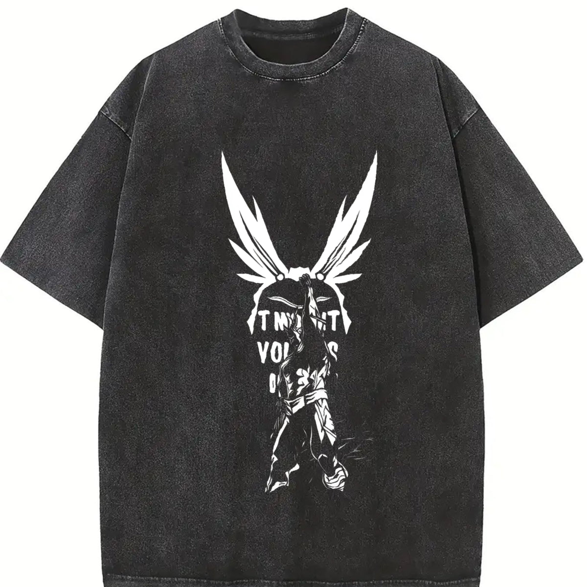 Anime My Hero Academia All Might High-end Luxury Retro vintage washed oversized T-shirt in Black