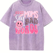 Good Moms Say Bad Words Vintage Washed T-Shirt in Purple