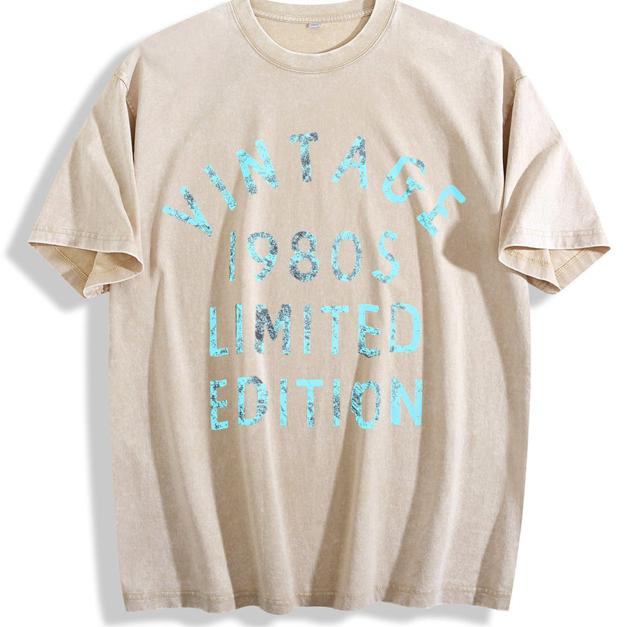 1980s 1980 Theme Classic for Ladies Cute Ladies Novelty Vintage Washed T-Shirt in Beige