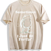 Sometimes I Just Be Fartin' Frog Vintage Washed T-Shirt in Beige