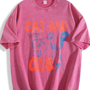 Cat Dad Cat Lover Vintage Washed T-Shirt in Red