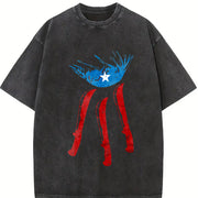 Puerto Rico Flag Deer Vintage Washed T-Shirt in Black