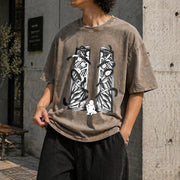 Retro Heavy Limited Gatekeeper Vintage Washed T-Shirt in Brown