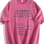 For Husband 5 Things You Should Know About My Wife Vintage Washed T-Shirt in Red