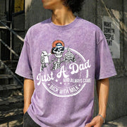 Just a Dad Who Always Came Back with the Milk Vintage Washed T-Shirt in Purple