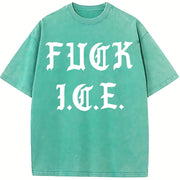 Old English Political Pro Immigration vintage washed oversized T-shirt in Blue