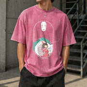 Spirited Away Studio Ghibli Hayao Miyazaki Studio Ghibli Vintage Washed T-Shirt in Red