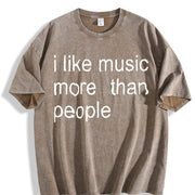 I like Music more than People Music Lover Introvert vintage washed oversized T-shirt in Brown