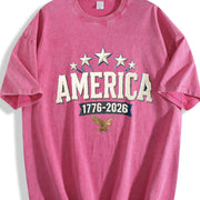 America 1776-2026 Vintage Washed T-Shirt in Red
