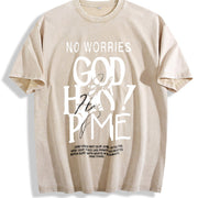 Jesus Is King Christian Collage Vintage Washed T-Shirt in Beige