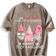 Red with Fun Patterns Vintage Washed T-Shirt in Brown