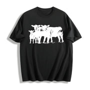 Cute Cow for Farmers Cotton T-Shirt in Black