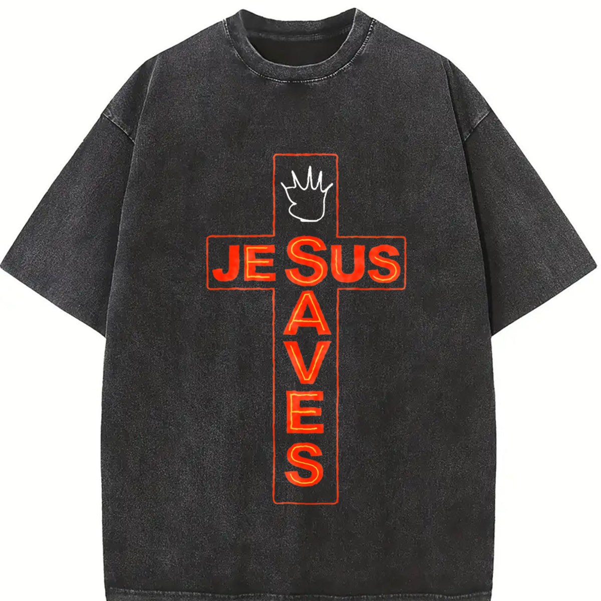 Jesus Saves High-qualitybatik Regular Vintage Washed T-Shirt in Black