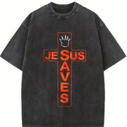 Jesus Saves High-qualitybatik Regular Vintage Washed T-Shirt in Black