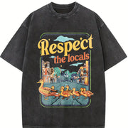 Momma Ducks and Babies Respect the Locals Vintage Washed T-Shirt in Black
