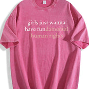 Girls Just Wanna Have Human Rights Feminist Vintage Washed T-Shirt in Red