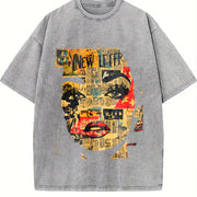 Made from and Skin-friendly Vintage Washed T-Shirt in Gray