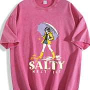 No Ice Stay Salty Melt ICE Pro Immigration vintage washed oversized T-shirt in Red