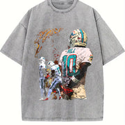 Tyreek Hill Cheetah Football Hands Behind Back Celly TD vintage washed oversized T-shirt in Gray