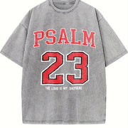 PSALM 23 Christian Gifts And t-shir vintage washed oversized T-shirt in Gray