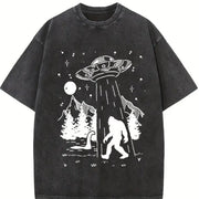 Bigfoot Alien Loch Ness Vintage Washed T-Shirt in Black