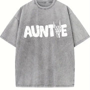 Auntie Skeleton New Aunt Vintage Washed T-Shirt in Gray