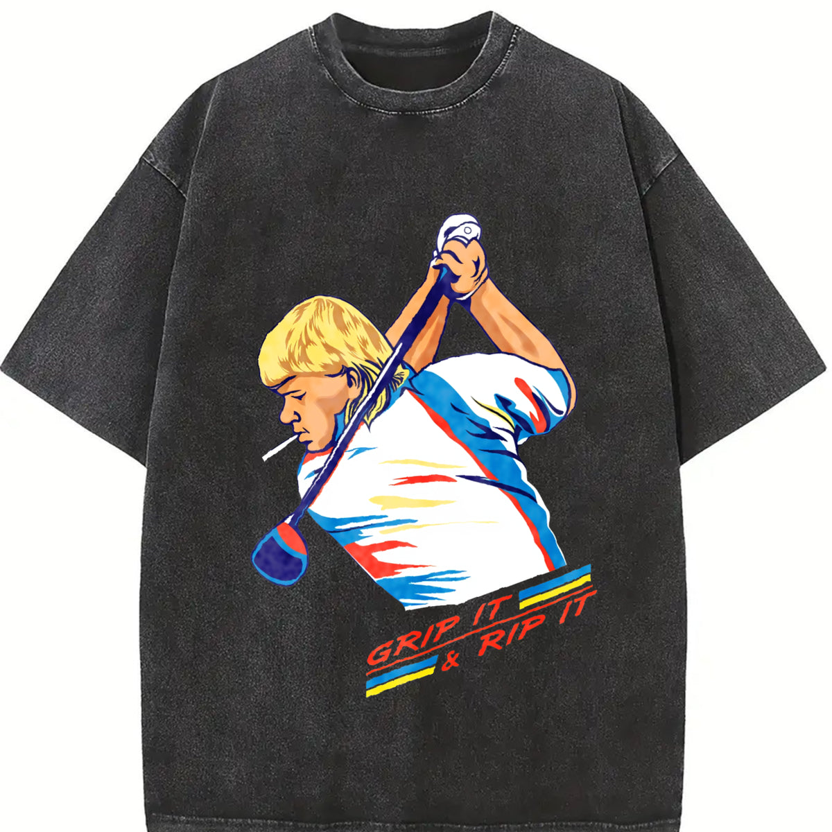 John Daly Golf of America 4th of July Vintage Washed T-Shirt in Black