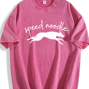 Speed Noodle Greyhound Lover Vintage Washed T-Shirt in Red